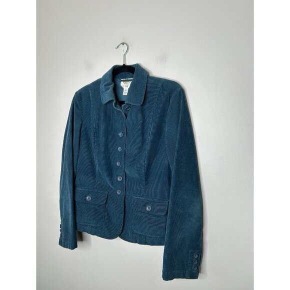 Talbots Blazer Women's Corduroy Teal Blue Jacket Casual Pockets Size 8 - Picture 2 of 9